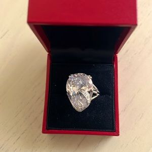 Silver tone  CZ ring bold and beautiful
